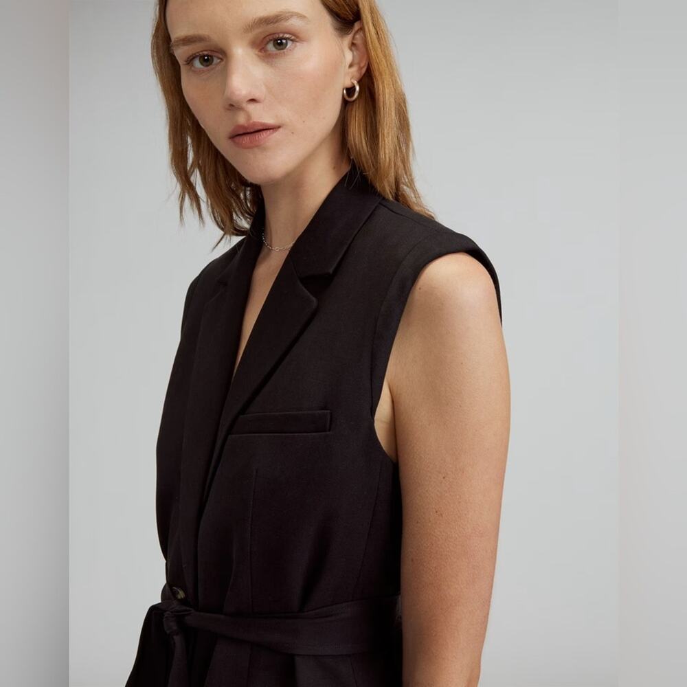 Everlane TENCEL Sleeveless Black Blazer Vest NWT Sz 12 Buttersmooth Long Length - Picture 3 of 13